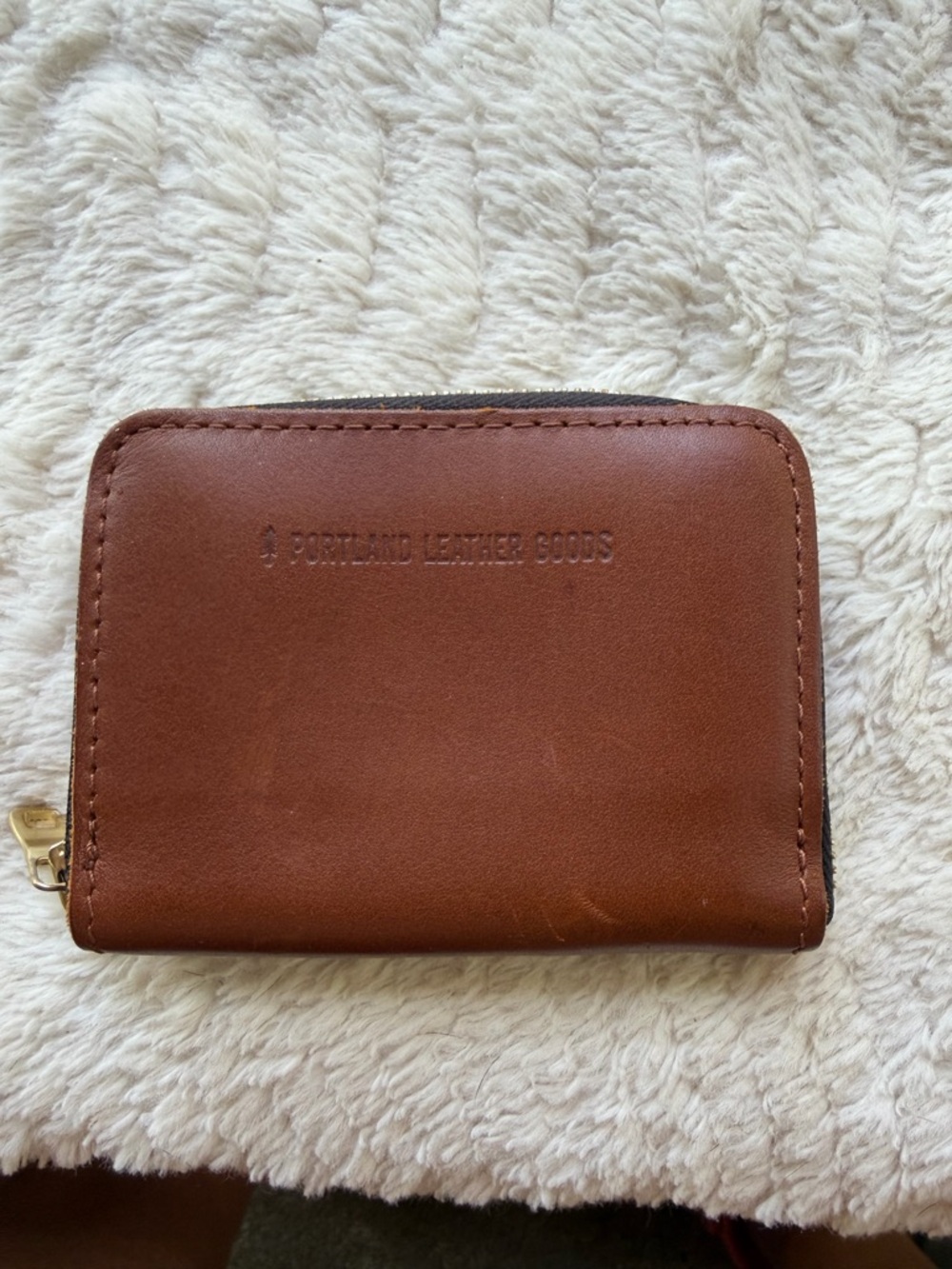 Portland Leather Goods Brown Leather Zip Wallet